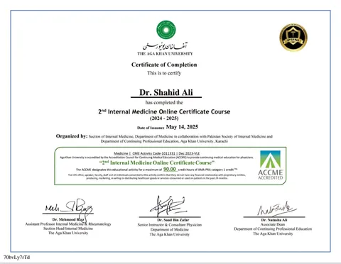 Aga Khan University Internal Medicine certificate course
