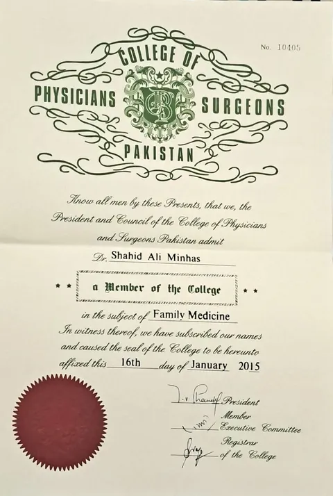 MCPS Family Medicine, College of Physicians and Surgeons Pakistan